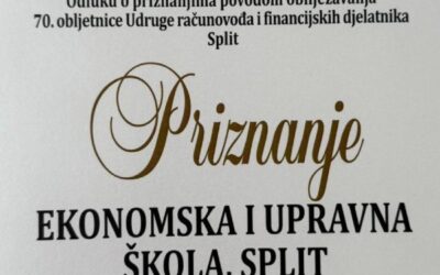 Priznanje Udruge RIF Ekonomskoj i upravnoj školi